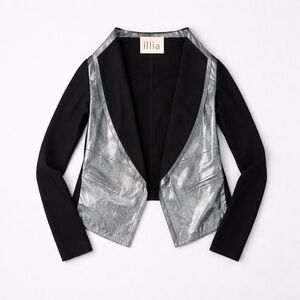 Illia Metallic Leather Draped Cardigan